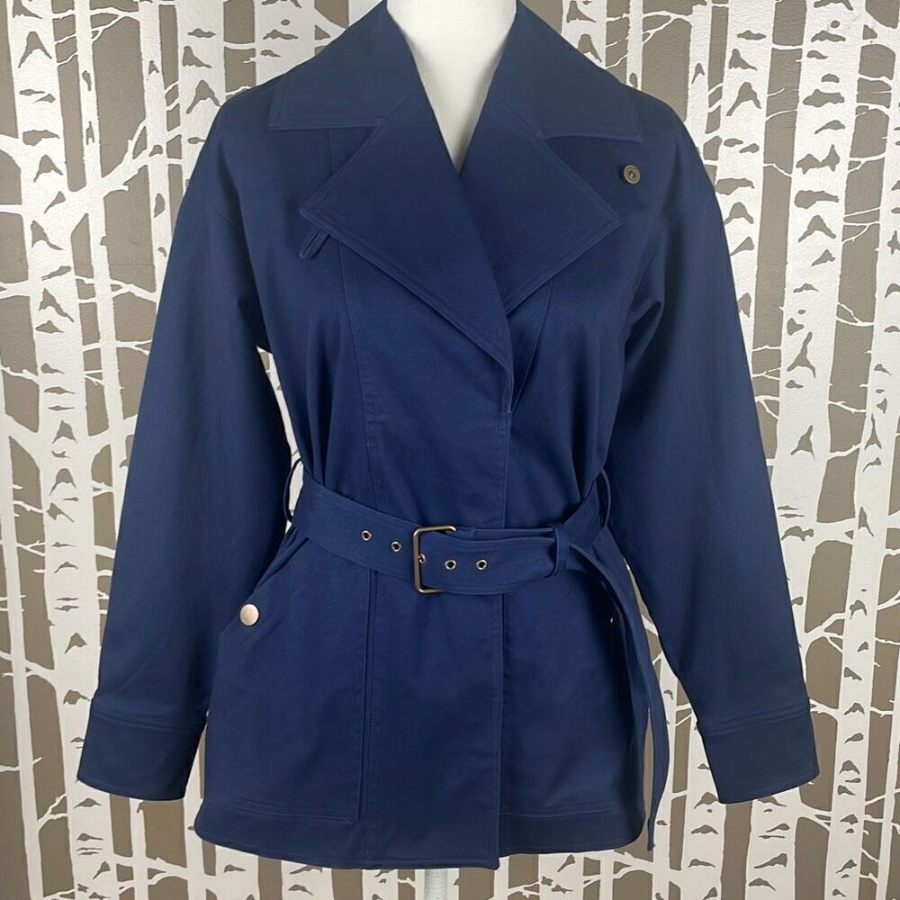 Navy Blue Riviera Short Trench Coat NEW XS